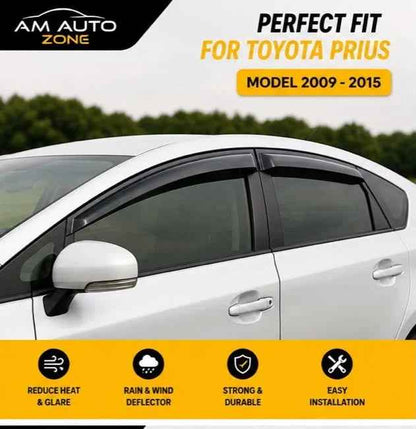 Toyota Prius Maximus NB 2009, 2010, 2011, 2012, 2013, 2014, 2015 Air Press Sun Visor | Without Chrome | 4 PCS | Rain & Wind Deflector