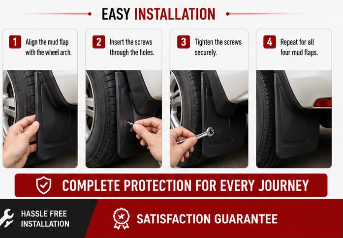 Toyota Prado FJ150 Mud Flaps Set 2010 2011 2012 2013 2014 2015 2016 2017 | Front & Rear Splash Guards