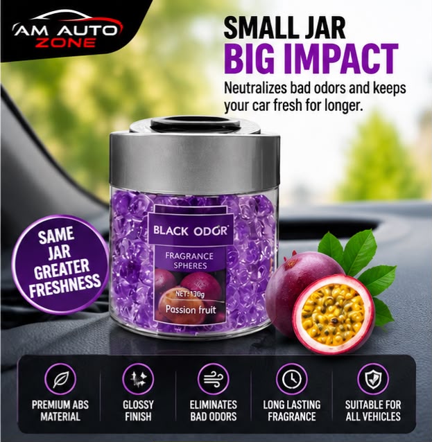 Black Odor Gel Beads Car Air Freshener – Passion Fruit Fragrance 130g
