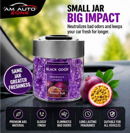 Black Odor Gel Beads Car Air Freshener – Passion Fruit Fragrance 130g