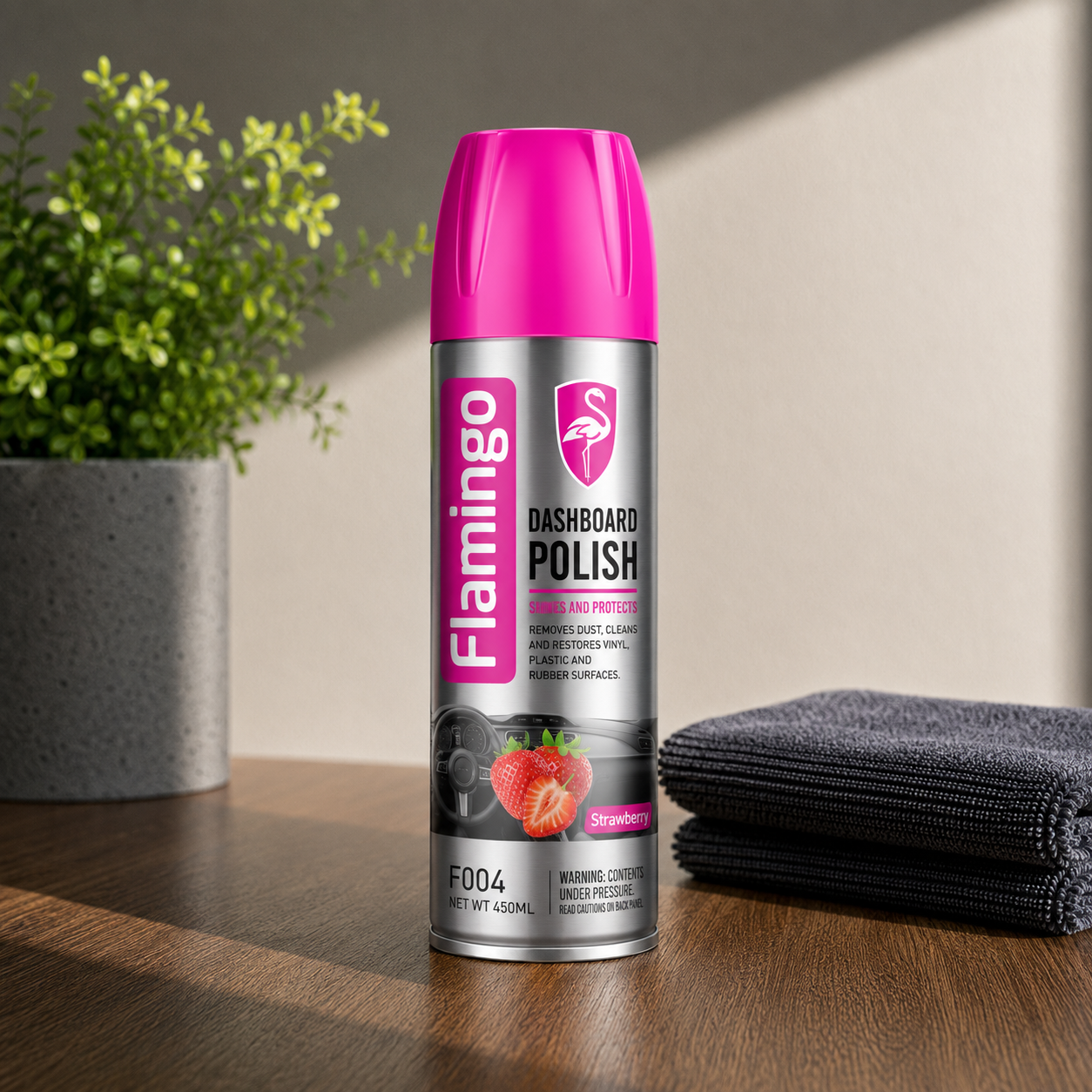 Flamingo Dashboard Polish Spray 450ml – Multi-Fragrance Interior Shine & Protection