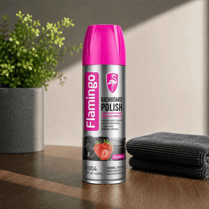 Flamingo Dashboard Polish Spray 450ml – Multi-Fragrance Interior Shine & Protection
