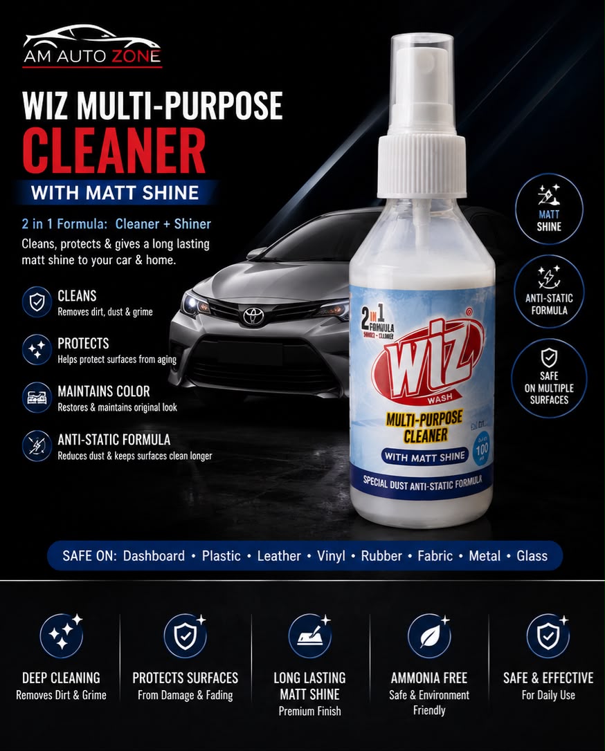 WIZ Multi-Purpose Cleaner Spray with Matt Shine | Interior Dashboard, Leather & Plastic Cleaner | 100ml