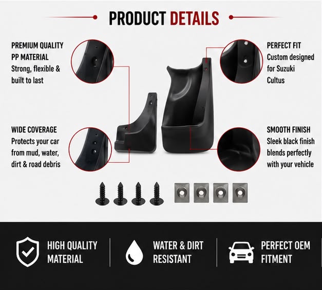Suzuki Cultus Mud Flaps Set | Front & Rear Splash Guards