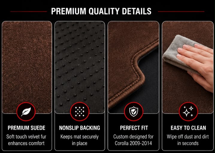 Brown Dashboard Mat for Toyota Corolla 2009, 2010, 2011, 2012, 2013 & 2014 | Premium Suede Non-Slip Dashboard Cover | Heat Resistant Anti-Glare Dash Mat | AM Auto Zone
