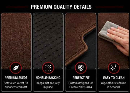 Brown Dashboard Mat for Toyota Corolla 2009, 2010, 2011, 2012, 2013 & 2014 | Premium Suede Non-Slip Dashboard Cover | Heat Resistant Anti-Glare Dash Mat | AM Auto Zone