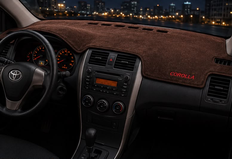 Brown Dashboard Mat for Toyota Corolla 2009, 2010, 2011, 2012, 2013 & 2014 | Premium Suede Non-Slip Dashboard Cover | Heat Resistant Anti-Glare Dash Mat | AM Auto Zone