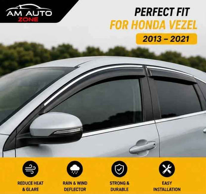 Honda Vezel TXR Air Press Sun Visor with Chrome 4PCS | Rain Guard Window Deflector