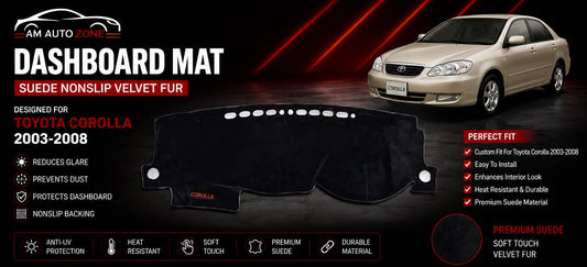 Toyota Corolla Dashboard Mat 2003 2004 2005 2006 2007 2008 | Premium Suede Non-Slip Dashboard Cover | Anti-UV Heat Resistant Dash Protector