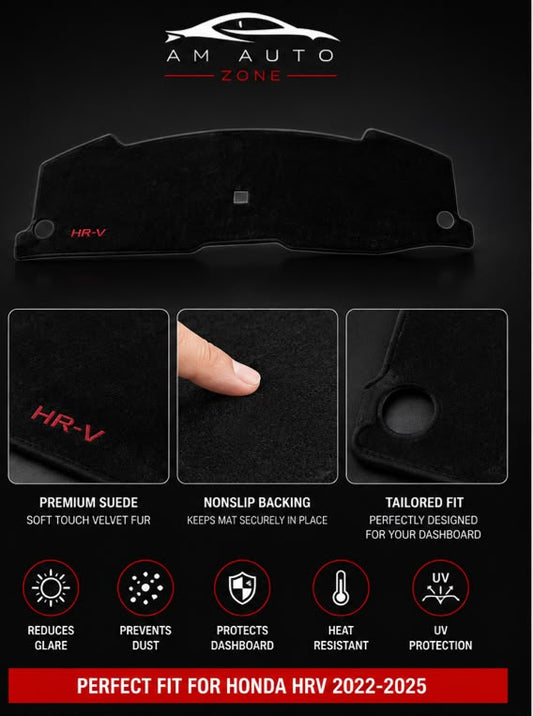 Premium Dashboard Cover Mat for Honda HR-V (2022–2023-2024-2025-2026) | Custom Fit Anti-UV Suede Dashboard Mat | Heat Resistant | Non-Slip