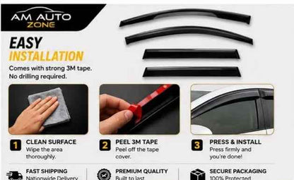 Toyota Prius Maximus NB 2009, 2010, 2011, 2012, 2013, 2014, 2015 Air Press Sun Visor | Without Chrome | 4 PCS | Rain & Wind Deflector