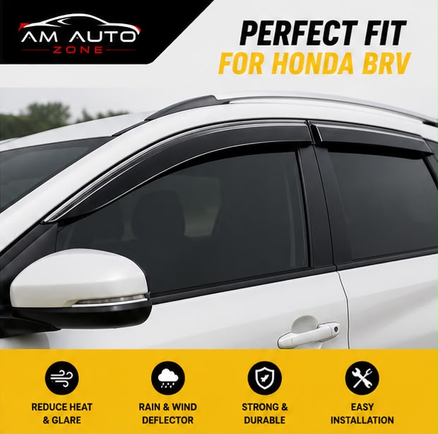 Premium Air Press Sun Visor for Honda BR-V 2016-2025 | Maximus TXR 4PCS Without Chrome | Rain & Wind Deflector | AM Auto Zone
