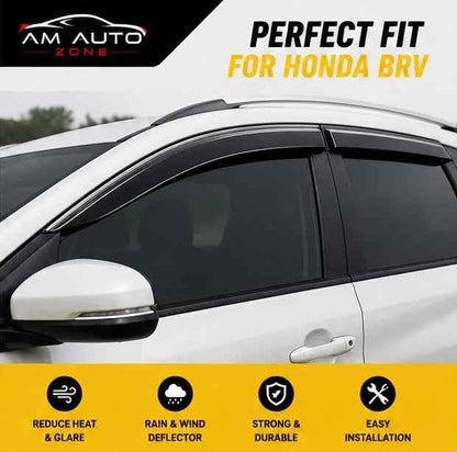 Premium Air Press Sun Visor for Honda BR-V 2016-2025 | Maximus TXR 4PCS Without Chrome | Rain & Wind Deflector | AM Auto Zone