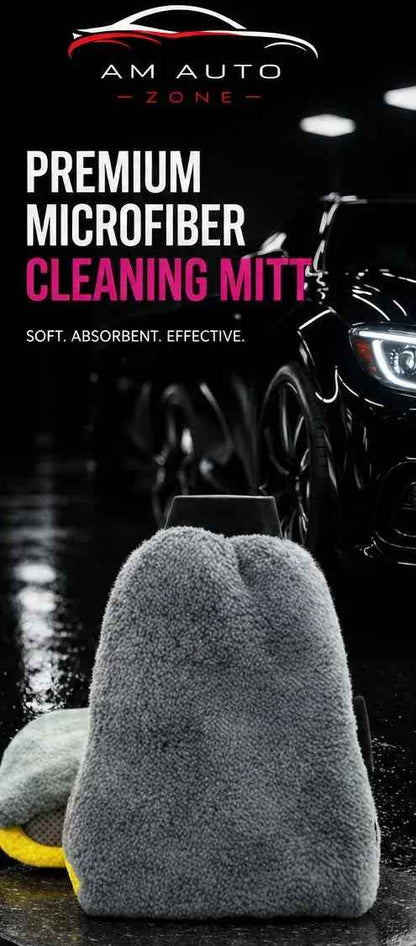 AM Auto Zone Premium Microfiber Cleaning Mitt – Ultra Soft Scratch-Free Car Wash Glove 22×15 CM 300 GSM