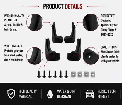Chery Tiggo 8 Mud Flaps Set 2025 2026 | Front & Rear Splash Guards