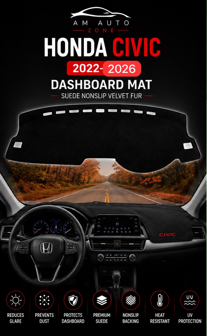 Honda Civic 2022–2023-2024-2025-2026 Dashboard Mat – Premium Suede Non-Slip Velvet Fur | AM Auto Zone