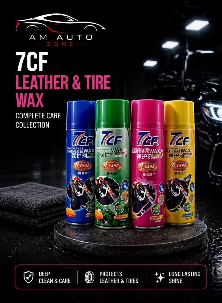 7CF Leather & Tire Wax Spray 450ml – Multi-Purpose Interior & Exterior Shine & Protection