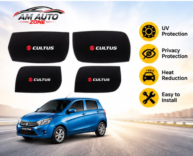 Suzuki Cultus Side Sun Shades 2017 2018 2019 2020 2021 2022 2023 2024 2025 | Foldable Window Sunshade (4 PCS)