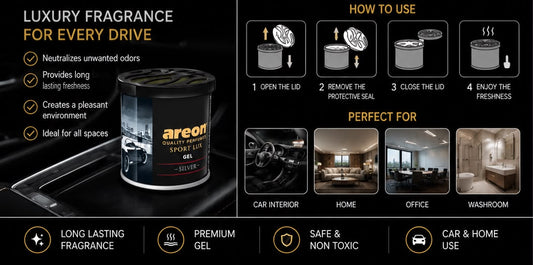Areon Sport Lux Silver Gel Air Freshener – Premium Long Lasting Car & Home Fragrance