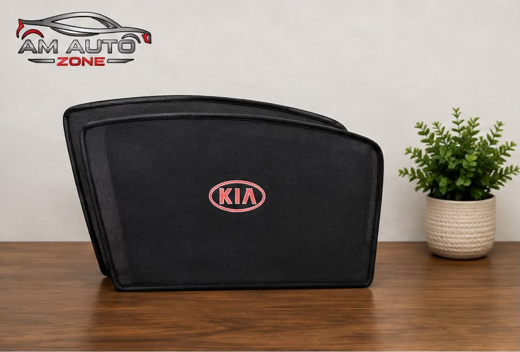 KIA Picanto Foldable & Flexible Side Sun Shade with Logo for KIA Picanto 2019, 2020, 2021, 2022, 2023, 2024 & 2025 | Custom Fit Car Window Sun Shades | 4 PCS