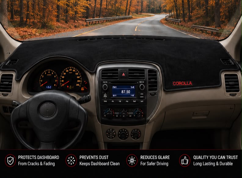 Toyota Corolla Dashboard Mat 2003 2004 2005 2006 2007 2008 | Premium Suede Non-Slip Dashboard Cover | Anti-UV Heat Resistant Dash Protector