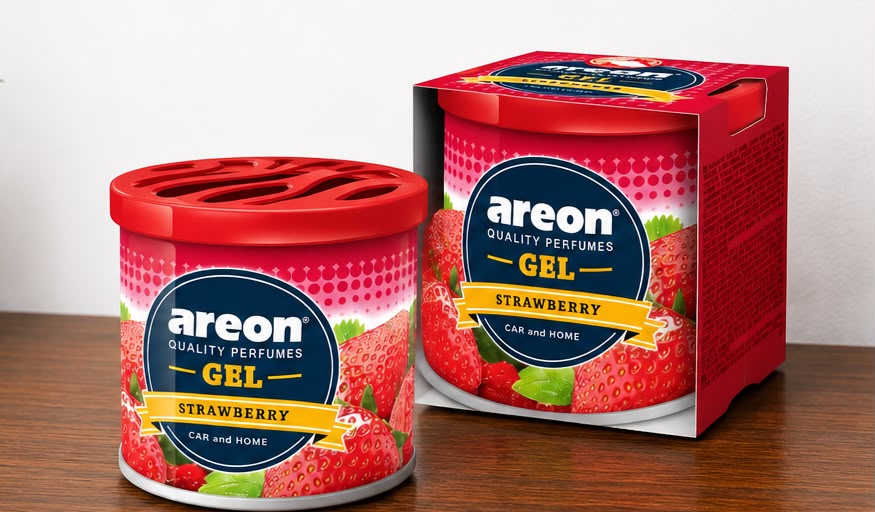 Areon Gel Strawberry Car & Home Air Freshener | Long Lasting Premium Gel Fragrance