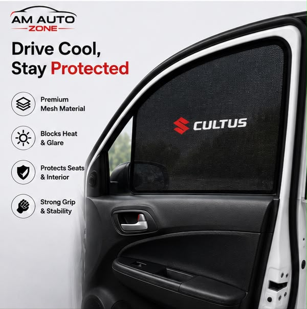 Suzuki Cultus Foldable & Flexible Side Sun Shades with Logo | Set of 4 | 2007–2017