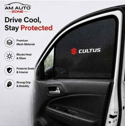 Suzuki Cultus Foldable & Flexible Side Sun Shades with Logo | Set of 4 | 2007–2017