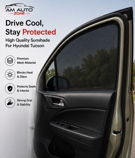 Hyundai Tucson Foldable & Flexible Side Sun Shade with Logo | 2020, 2021, 2022, 2023, 2024