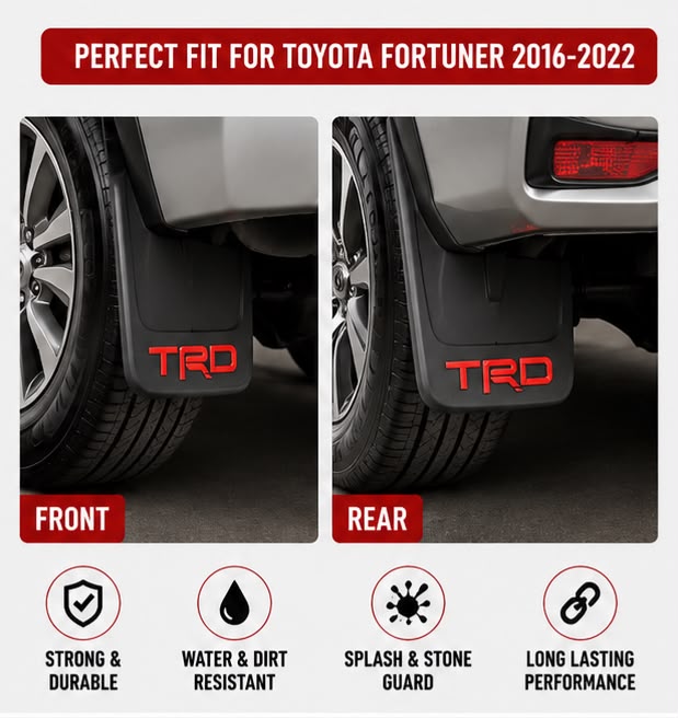 Toyota Fortuner TRD Mud Flaps Set 2016 2017 2018 2019 2020 2021 2022 | Front & Rear Splash Guards