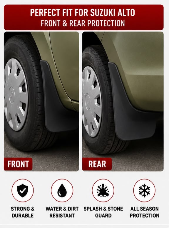 Suzuki old Alto Mud Flaps Set | Front & Rear Splash Guards