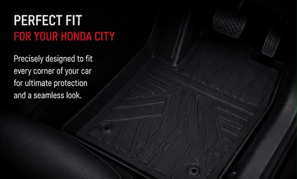 Honda City 2022, 2023, 2024 & 2025 Premium TPE Floor Mats | Waterproof All Weather Custom Fit Car Floor Liners