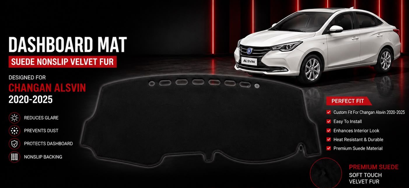 Dashboard Mat for Changan Alsvin 2020, 2021, 2022, 2023, 2024 & 2025 | Premium Suede Non-Slip Dashboard Cover | Heat Resistant Anti-Glare Dash Mat | AM Auto Zone