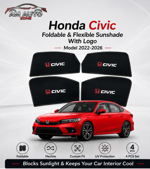 Honda Civic Side Sun Shades 2022 2023 2024 2025 2026 | Foldable Window Sunshade (4 PCS)