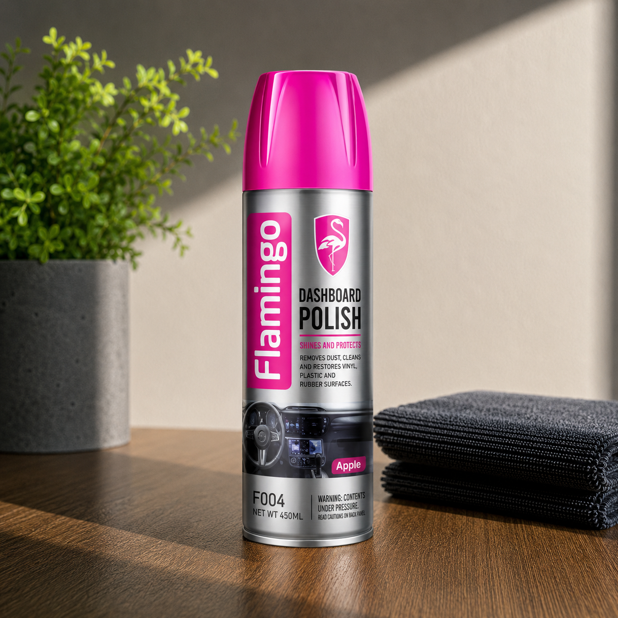 Flamingo Dashboard Polish Spray 450ml – Multi-Fragrance Interior Shine & Protection