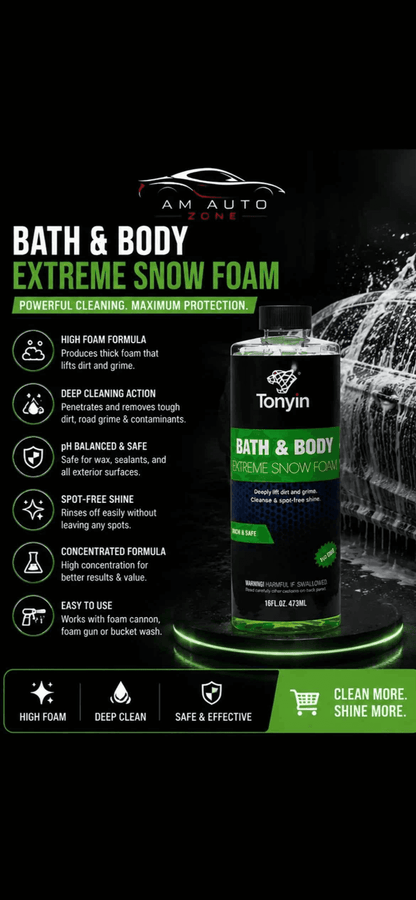 Tonyin Bath & Body Extreme Snow Foam Car Wash (1:1800 Concentrate) – High Foam Car Shampoo 473ml