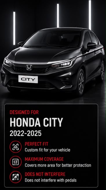 Honda City 2022, 2023, 2024 & 2025 Premium TPE Floor Mats | Waterproof All Weather Custom Fit Car Floor Liners