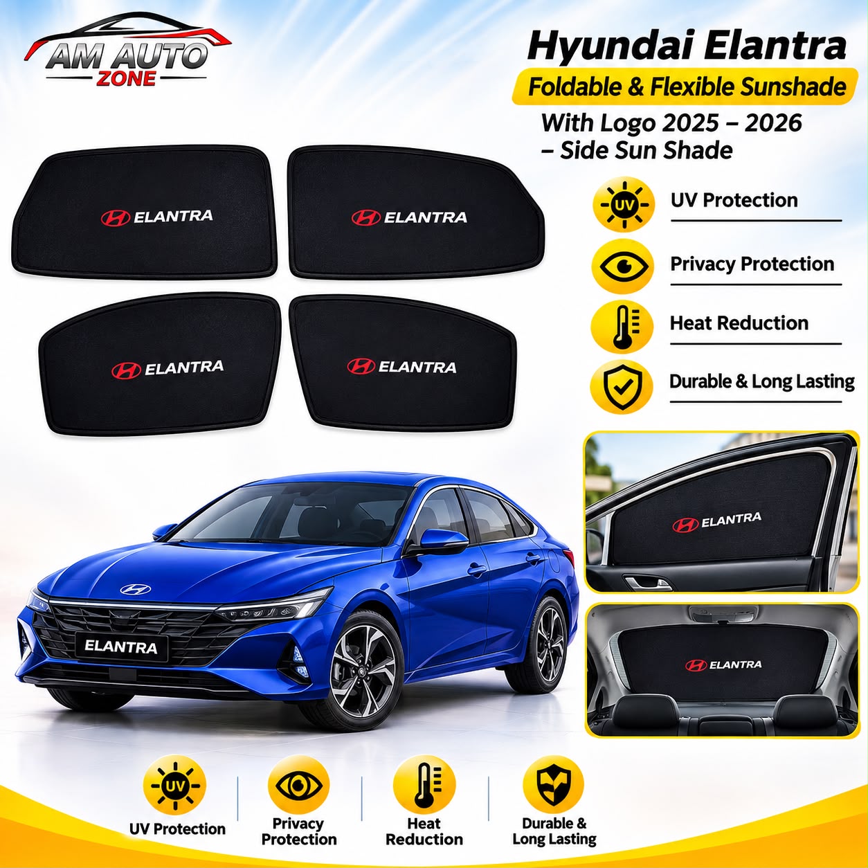 Hyundai Elantra Hybrid Side Sunshade | 2025, 2026 | 4 PCS