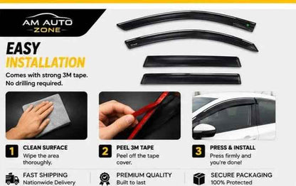 Honda Civic Maximus TXR 2016, 2017, 2018, 2019, 2020, 2021 Air Press Sun Visor | With Chrome | 4 PCS | Rain & Wind Deflector