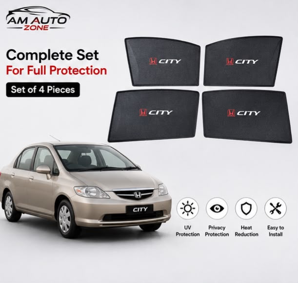 Honda City Foldable & Flexible Side Sun Shade with Logo | 2003, 2004, 2005, 2006