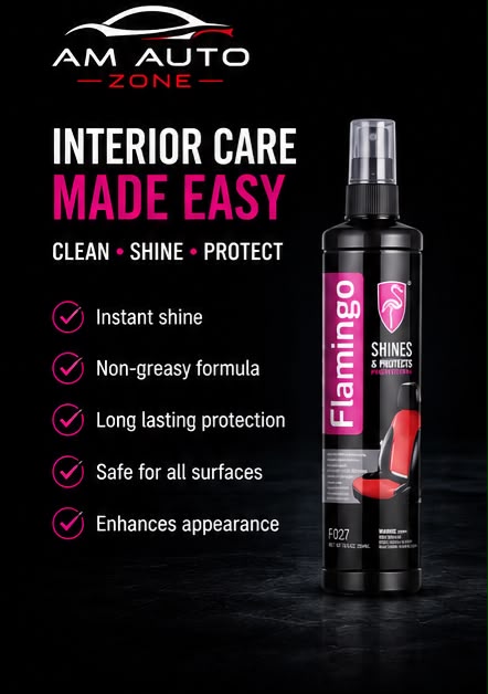 Flamingo Interior Shine & Protect Spray – Dashboard & Trim Protectant (295ml)
