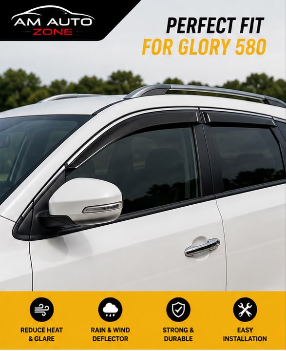 Air Press Sun Visor with Chrome for Glory 580 Maximus TXR 6 PCS | Rain Guard Window Deflector | Wind Deflector | UV Resistant | Easy Installation
