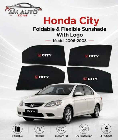 Honda City Side Sun Shades 2006 2007 2008 | Premium Foldable & Flexible | Set of 4