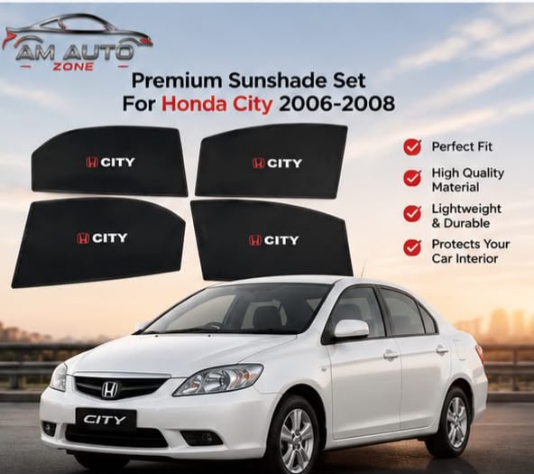 Honda City Side Sun Shades 2006 2007 2008 | Premium Foldable & Flexible | Set of 4