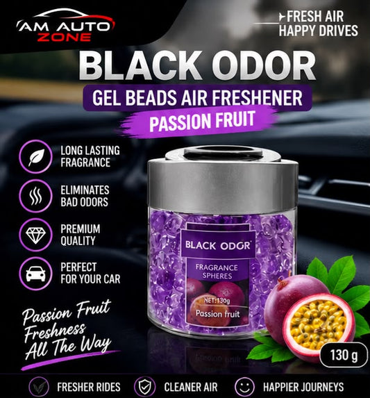 Black Odor Gel Beads Car Air Freshener – Passion Fruit Fragrance 130g