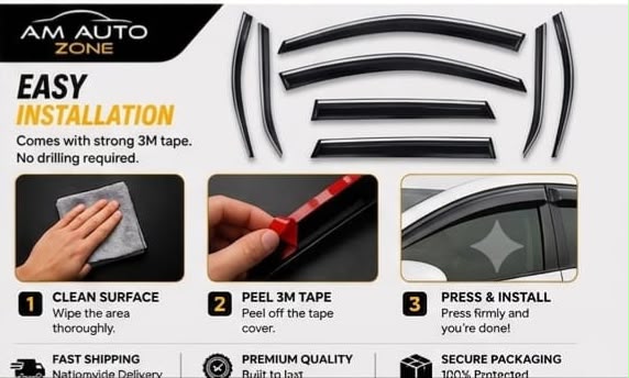 Changan Oshan X7 Maximus TXR Air Press Sun Visor with Chrome 8PCS | All Years | Rain & Wind Deflector Window Visor