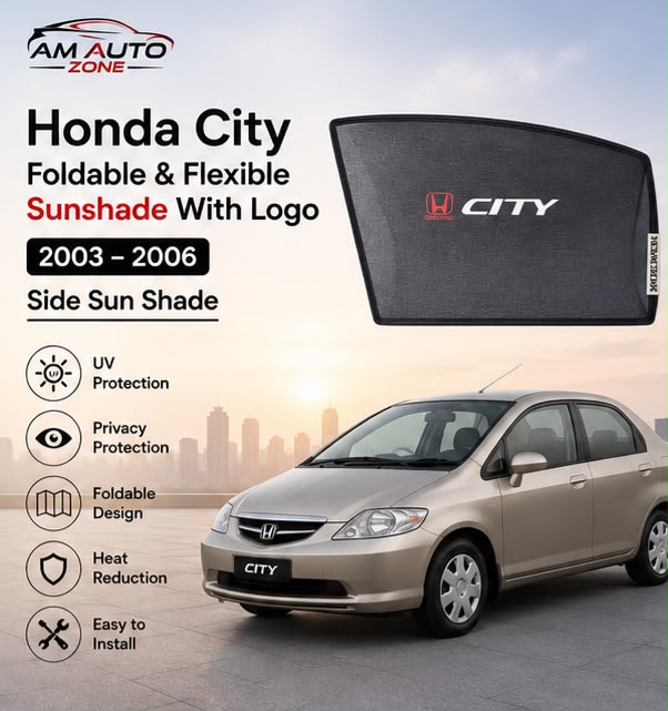 Honda City Foldable & Flexible Side Sun Shade with Logo | 2003, 2004, 2005, 2006