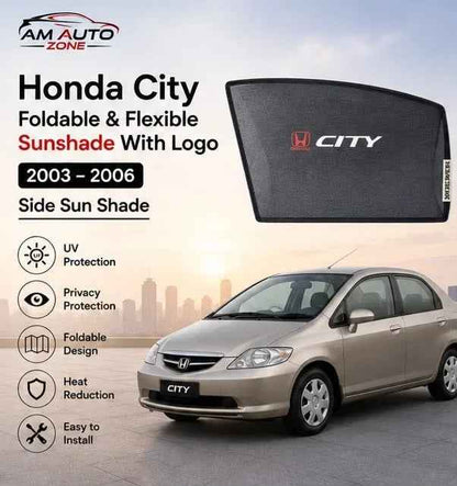 Honda City Foldable & Flexible Side Sun Shade with Logo | 2003, 2004, 2005, 2006