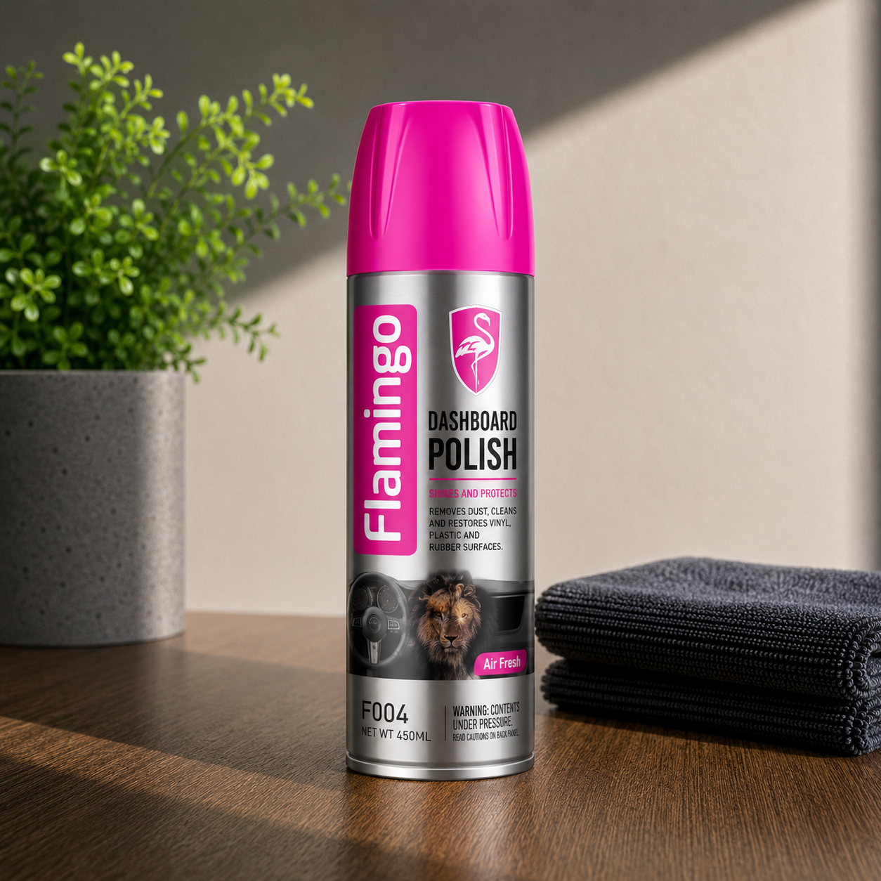 Flamingo Dashboard Polish Spray 450ml – Multi-Fragrance Interior Shine & Protection