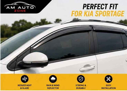 KIA Sportage Maximus TXR Air Press Sun Visor with Chrome 4PCS | Window Wind Deflectors | AM Auto Zone